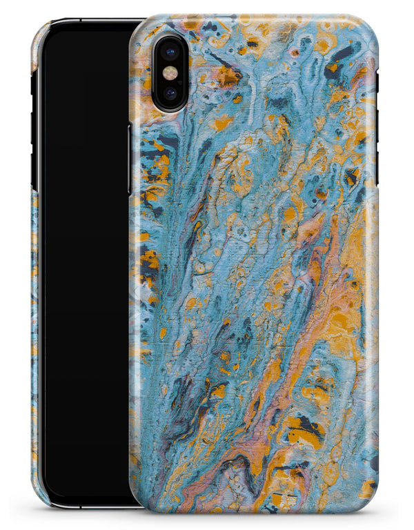 Abstract Wet Paint Teal and Gold - iPhone X Clipit Case