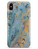 Abstract Wet Paint Teal and Gold - iPhone X Clipit Case