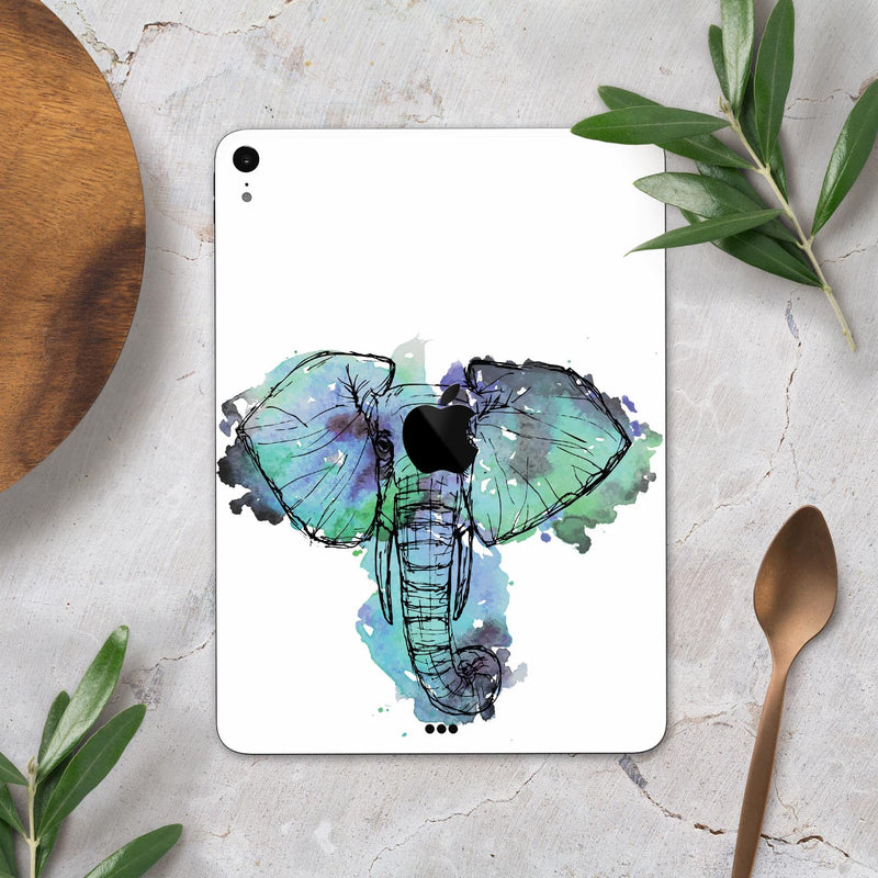 African Sketch Elephant - Full Body Skin Decal for the Apple iPad Pro 12.9", 11", 10.5", 9.7", Air or Mini (All Models Available)