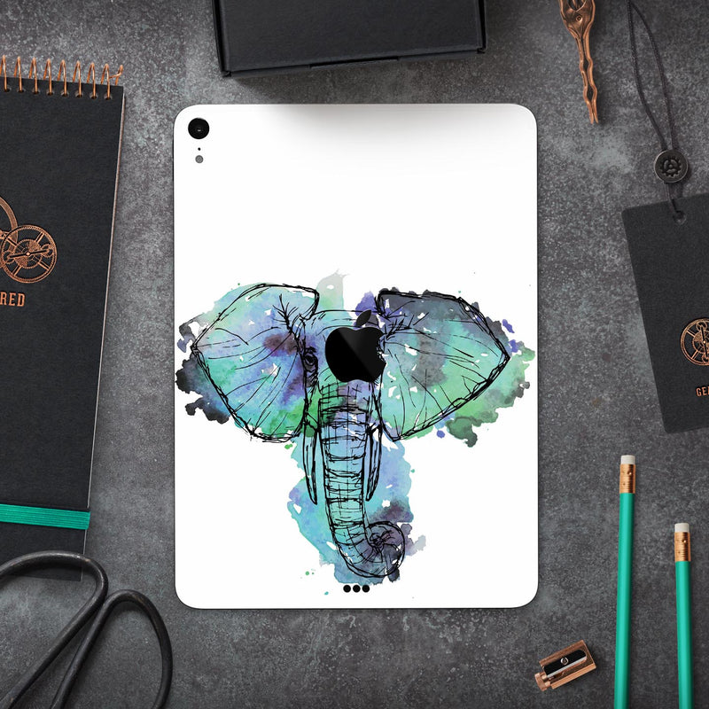 African Sketch Elephant - Full Body Skin Decal for the Apple iPad Pro 12.9", 11", 10.5", 9.7", Air or Mini (All Models Available)