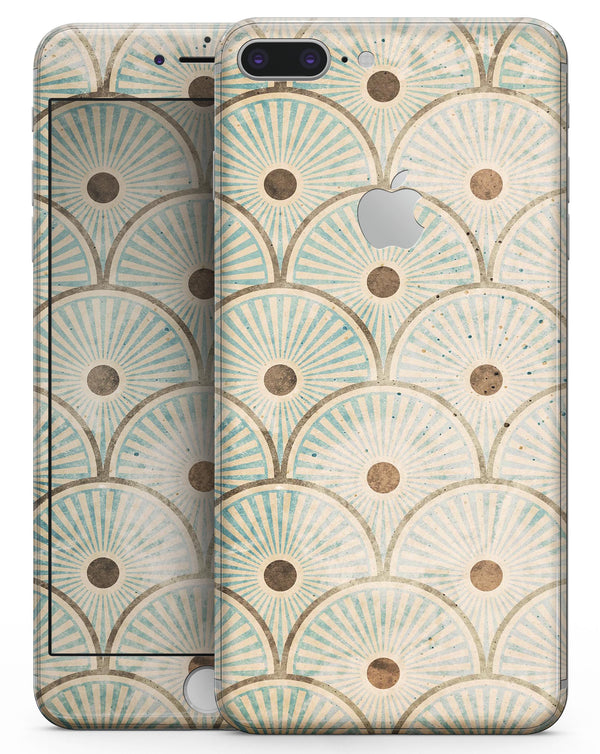 Aged Aqua SemiCircles with Polka Dots - Skin-kit for the iPhone 8 or 8 Plus