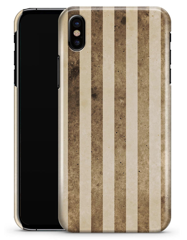 Aged Brown and Grunge Vertical Stripes - iPhone X Clipit Case