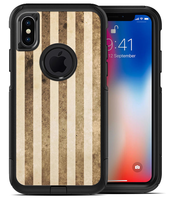Aged Brown and Grunge Vertical Stripes - iPhone X OtterBox Case & Skin Kits