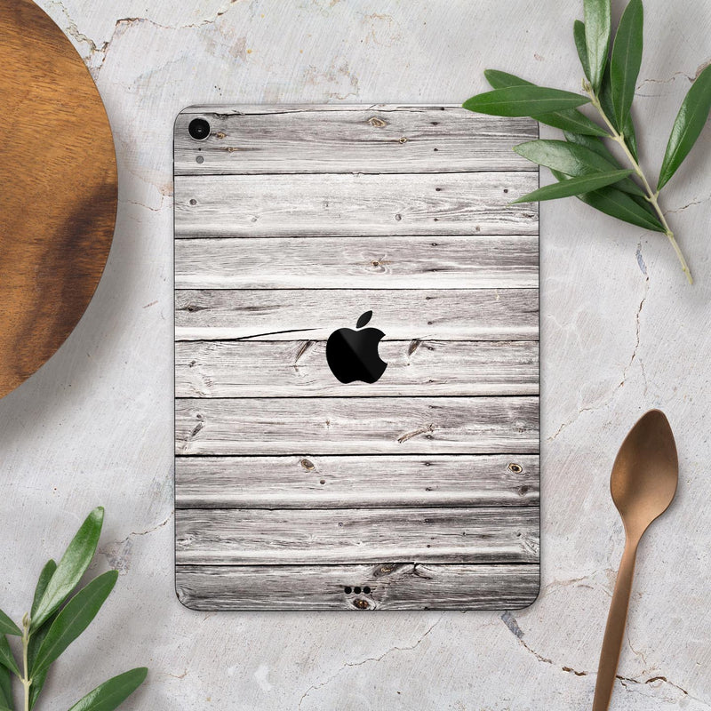Aged White Wood Planks - Full Body Skin Decal for the Apple iPad Pro 12.9", 11", 10.5", 9.7", Air or Mini (All Models Available)