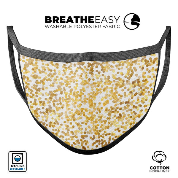 All Over Scattered Golden Micro Dots - Made in USA Mouth Cover Unisex Anti-Dust Cotton Blend Reusable & Washable Face Mask with Adjustable Sizing for Adult or Child