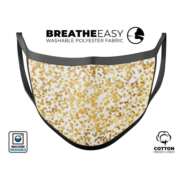 All Over Scattered Golden Micro Dots - Made in USA Mouth Cover Unisex Anti-Dust Cotton Blend Reusable & Washable Face Mask with Adjustable Sizing for Adult or Child