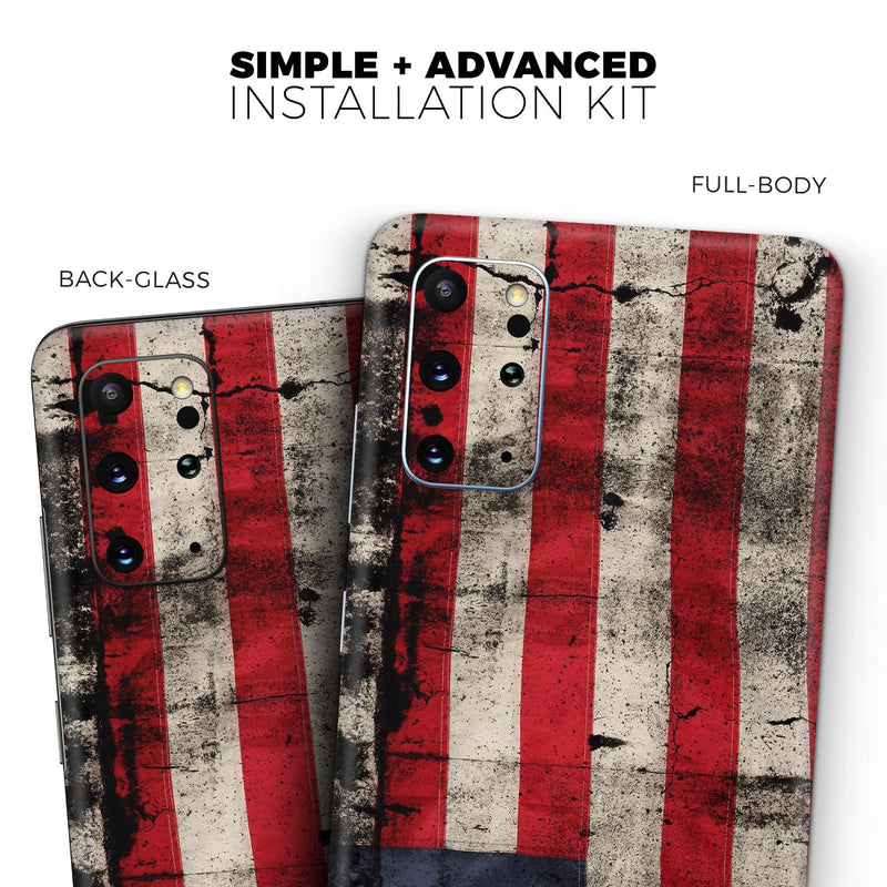 American Distressed Flag Panel - Full Body Skin Decal Wrap Kit for Samsung Galaxy Phones