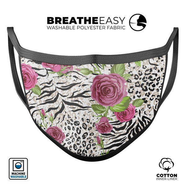Animal Vibe Floral - Made in USA Mouth Cover Unisex Anti-Dust Cotton Blend Reusable & Washable Face Mask with Adjustable Sizing for Adult or Child