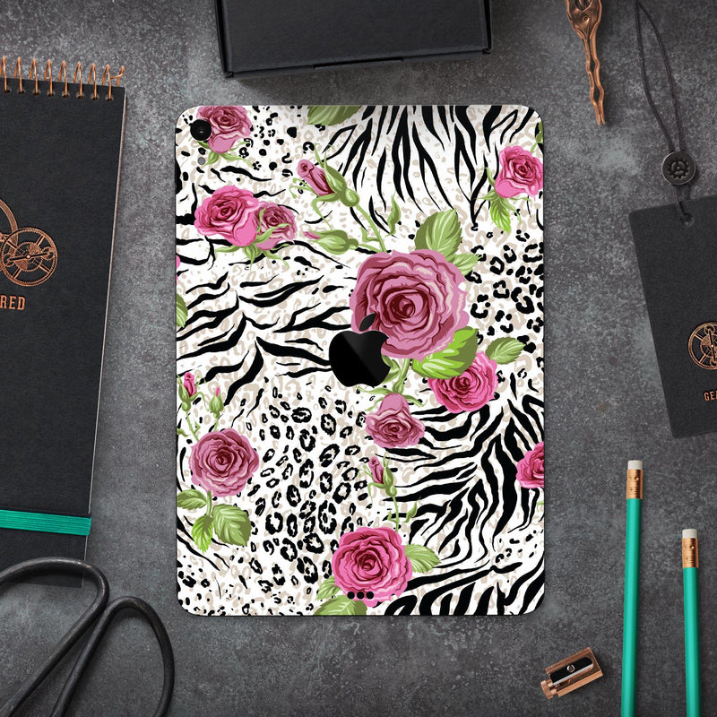 Animal Vibe Floral - Full Body Skin Decal for the Apple iPad Pro 12.9", 11", 10.5", 9.7", Air or Mini (All Models Available)