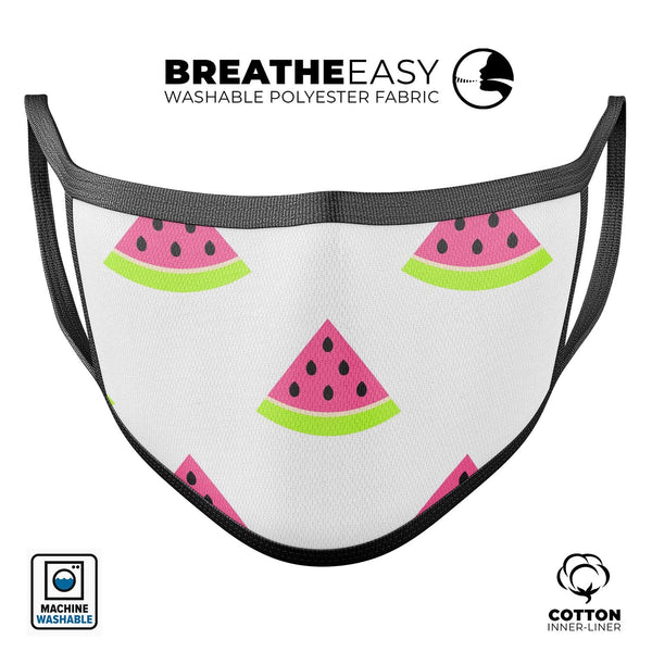 Animated Watermelon Pattern - Made in USA Mouth Cover Unisex Anti-Dust Cotton Blend Reusable & Washable Face Mask with Adjustable Sizing for Adult or Child