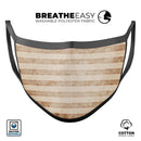Antique Brown and White Vertical Stripes - Made in USA Mouth Cover Unisex Anti-Dust Cotton Blend Reusable & Washable Face Mask with Adjustable Sizing for Adult or Child