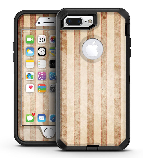 Antique Brown and White Vertical Stripes - iPhone 7 Plus/8 Plus OtterBox Case & Skin Kits