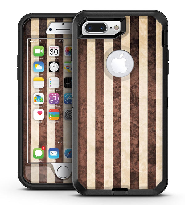 Antique Cocoa and Tan Vertical Stripes - iPhone 7 Plus/8 Plus OtterBox Case & Skin Kits