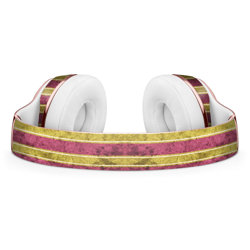 Antique Maroon and Mustard Vertical Stripes Full-Body Skin Kit for the Beats by Dre Solo 3 Wireless Headphones