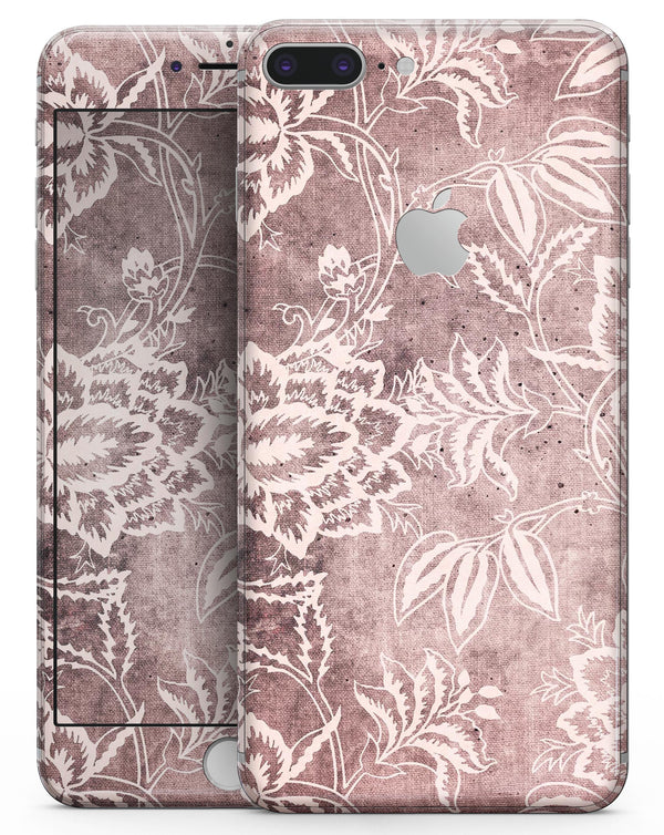Antique Marron Floral Damask Pattern - Skin-kit for the iPhone 8 or 8 Plus