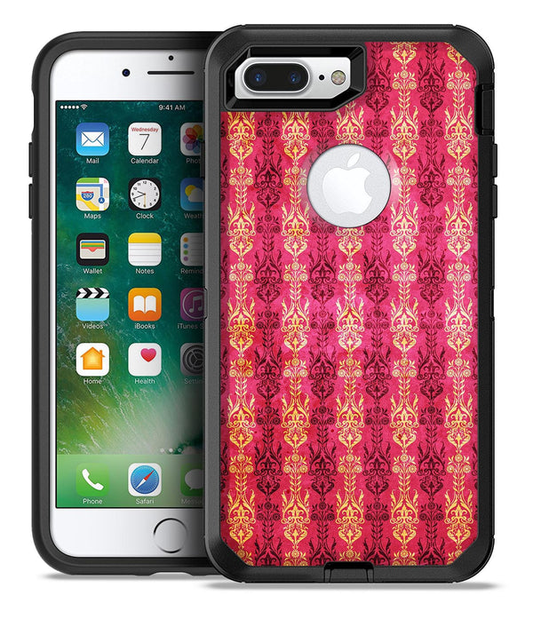 Antique Pink and Yellow Damask Pattern - iPhone 7 or 7 Plus Commuter Case Skin Kit