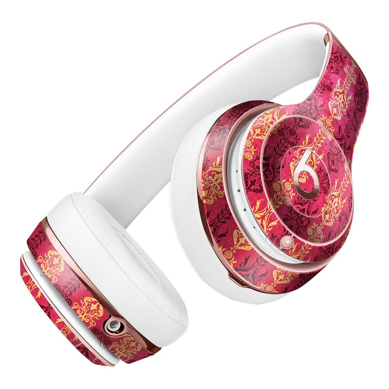 Antique Pink and Yellow Damask Pattern Full-Body Skin Kit for the Beats by Dre Solo 3 Wireless Headphones