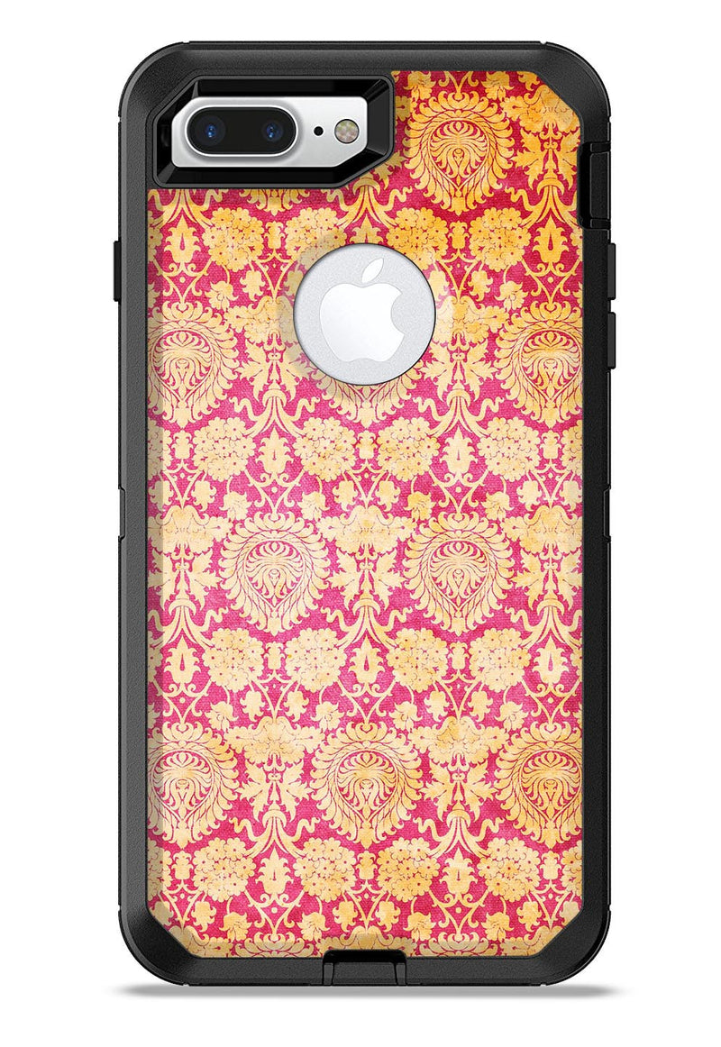 Antique Red and Orange Cauliflower Damask Pattern - iPhone 7 or 7 Plus Commuter Case Skin Kit