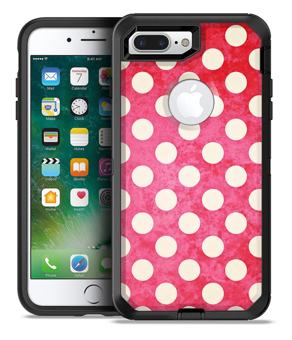 Antique Red and White Polkadot Pattern - iPhone 7 or 7 Plus Commuter Case Skin Kit
