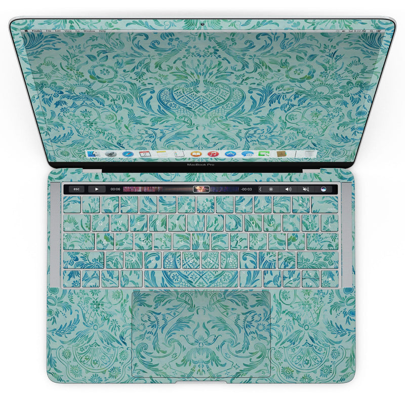 MacBook Pro with Touch Bar Skin Kit - Aqua_Damask_v2_Watercolor_Pattern-MacBook_13_Touch_V4.jpg?