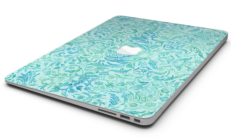Aqua Damask v2 Watercolor Pattern - MacBook Air Skin Kit