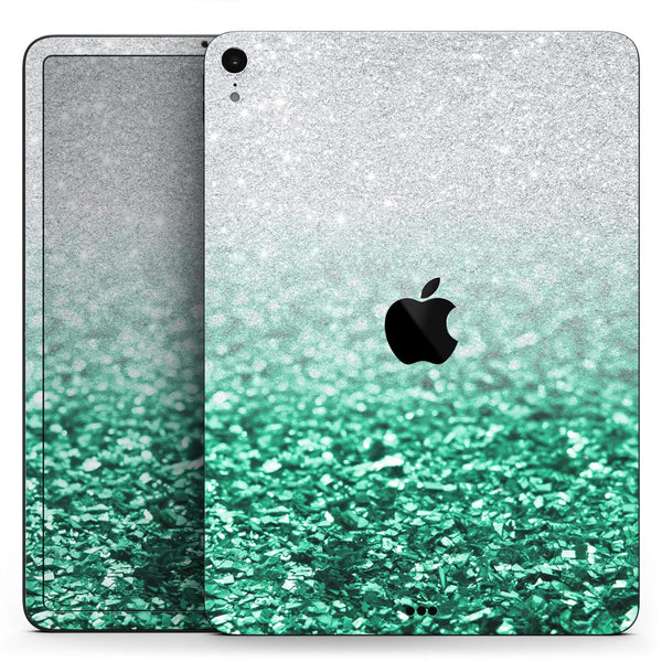 Aqua Green & Silver Glimmer Fade - Full Body Skin Decal for the Apple iPad Pro 12.9", 11", 10.5", 9.7", Air or Mini (All Models Available)