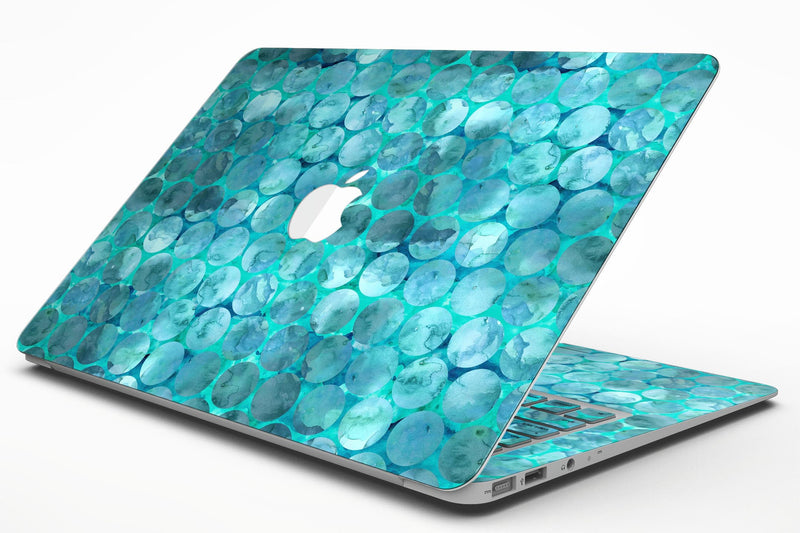 Aqua Sorted Large Watercolor Polka Dots - MacBook Air Skin Kit