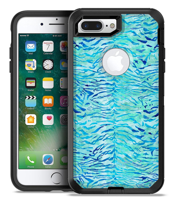 Aqua Watercolor Tiger Pattern - iPhone 7 or 7 Plus Commuter Case Skin Kit