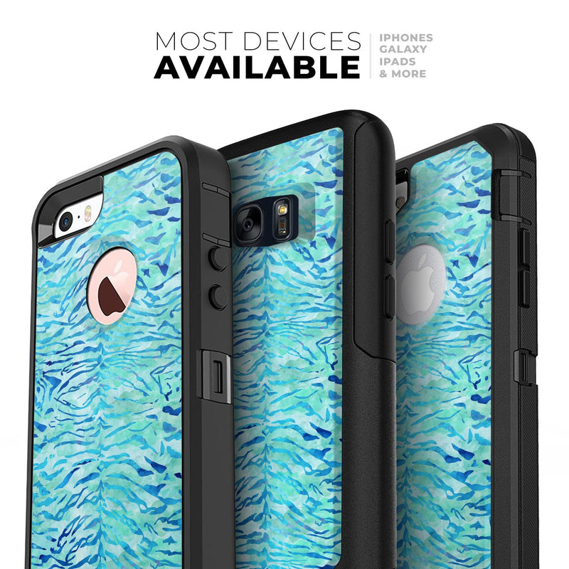 Aqua Watercolor Tiger Pattern - Skin Kit for the iPhone OtterBox Cases