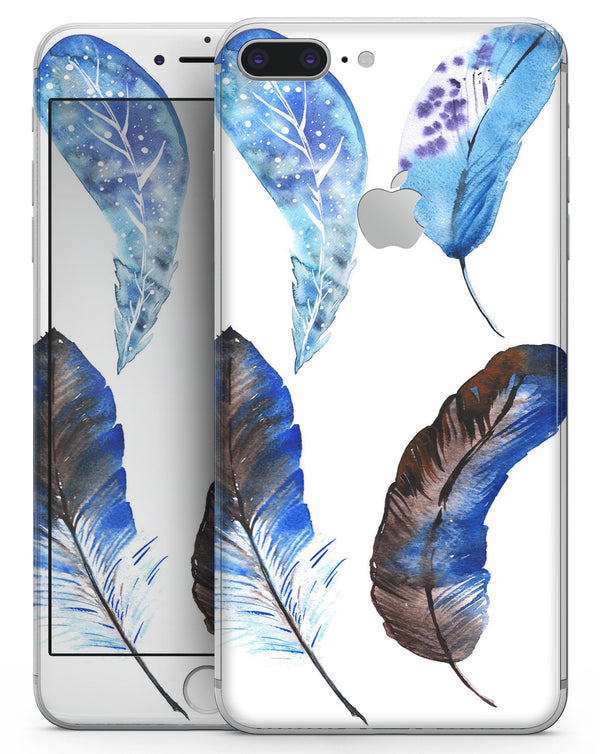 Azul Watercolor Feathers - Skin-kit for the iPhone 8 or 8 Plus