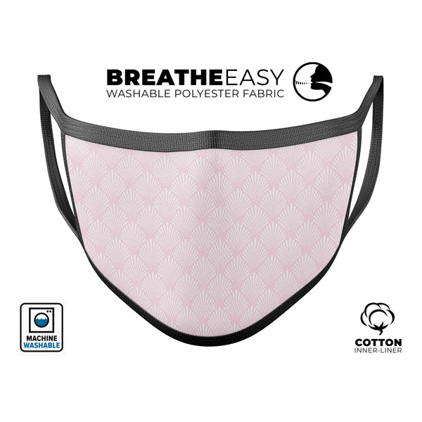 Baby Pink Shell Pattern - Made in USA Mouth Cover Unisex Anti-Dust Cotton Blend Reusable & Washable Face Mask with Adjustable Sizing for Adult or Child