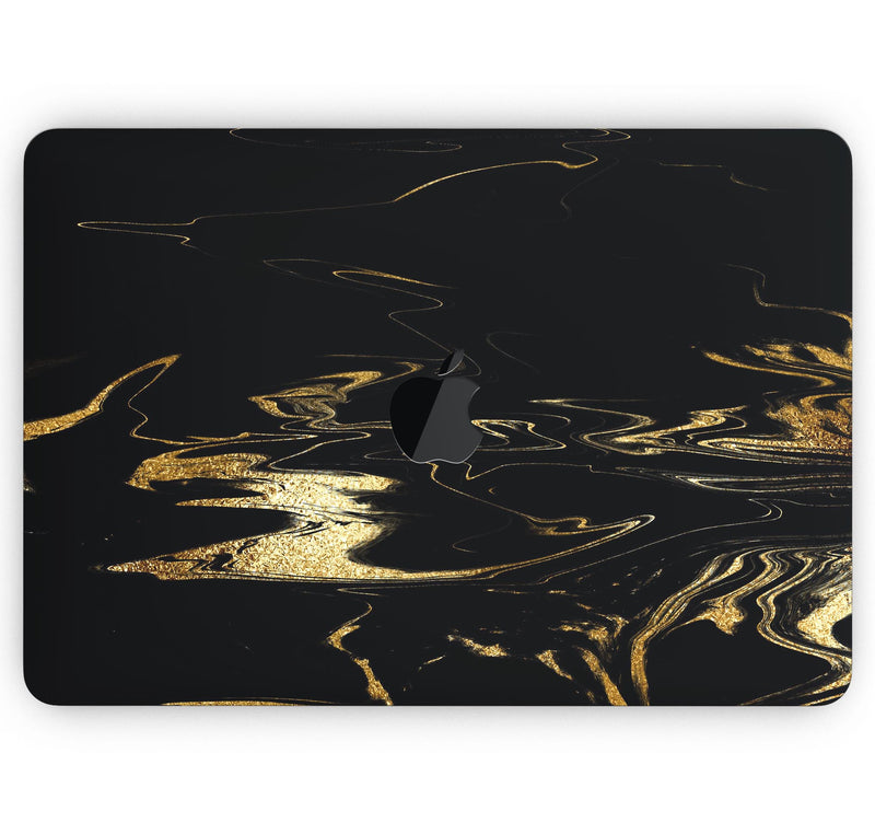 Black & Gold Marble Swirl V9 - Skin Decal Wrap Kit Compatible with the Apple MacBook Pro, Pro with Touch Bar or Air (11", 12", 13", 15" & 16" - All Versions Available)