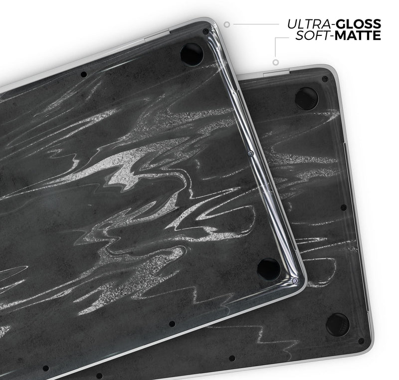 Black & Silver Marble Swirl V2 - Skin Decal Wrap Kit Compatible with the Apple MacBook Pro, Pro with Touch Bar or Air (11", 12", 13", 15" & 16" - All Versions Available)
