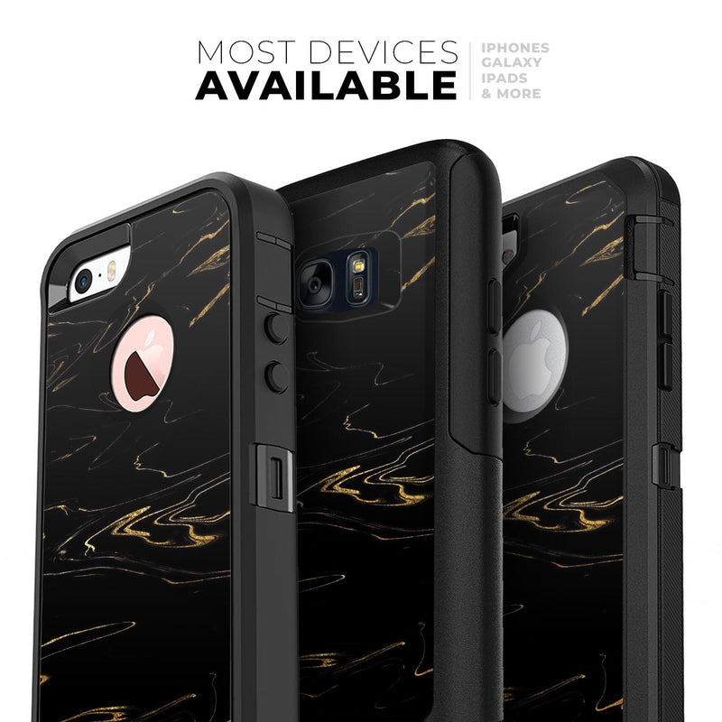 Black & Gold Marble Swirl V10 - Skin Kit for the iPhone OtterBox Cases