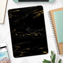 Black & Gold Marble Swirl V10 - Full Body Skin Decal for the Apple iPad Pro 12.9", 11", 10.5", 9.7", Air or Mini (All Models Available)