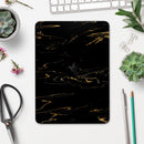 Black & Gold Marble Swirl V10 - Full Body Skin Decal for the Apple iPad Pro 12.9", 11", 10.5", 9.7", Air or Mini (All Models Available)