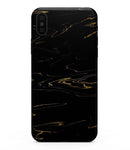 Black & Gold Marble Swirl V10 - iPhone XS MAX, XS/X, 8/8+, 7/7+, 5/5S/SE Skin-Kit (All iPhones Avaiable)