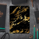 Black & Gold Marble Swirl V11 - Full Body Skin Decal for the Apple iPad Pro 12.9", 11", 10.5", 9.7", Air or Mini (All Models Available)
