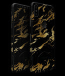 Black & Gold Marble Swirl V11 - iPhone XS MAX, XS/X, 8/8+, 7/7+, 5/5S/SE Skin-Kit (All iPhones Avaiable)