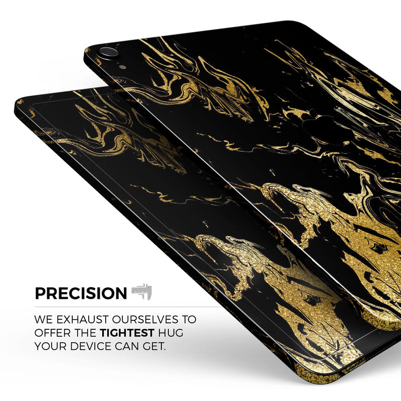 Black & Gold Marble Swirl V1 - Full Body Skin Decal for the Apple iPad Pro 12.9", 11", 10.5", 9.7", Air or Mini (All Models Available)