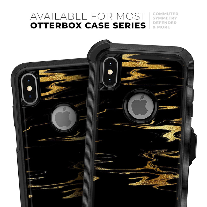 Black & Gold Marble Swirl V2 - Skin Kit for the iPhone OtterBox Cases