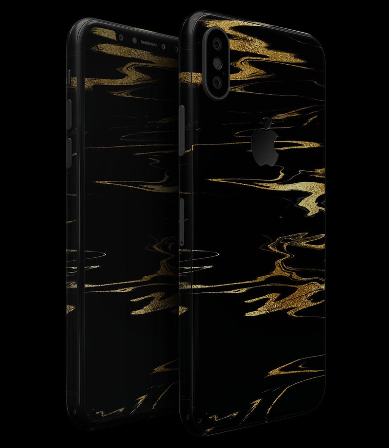 Black & Gold Marble Swirl V2 - iPhone XS MAX, XS/X, 8/8+, 7/7+, 5/5S/SE Skin-Kit (All iPhones Avaiable)