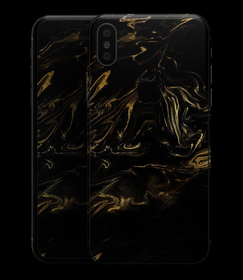 Black & Gold Marble Swirl V4 - iPhone XS MAX, XS/X, 8/8+, 7/7+, 5/5S/SE Skin-Kit (All iPhones Avaiable)