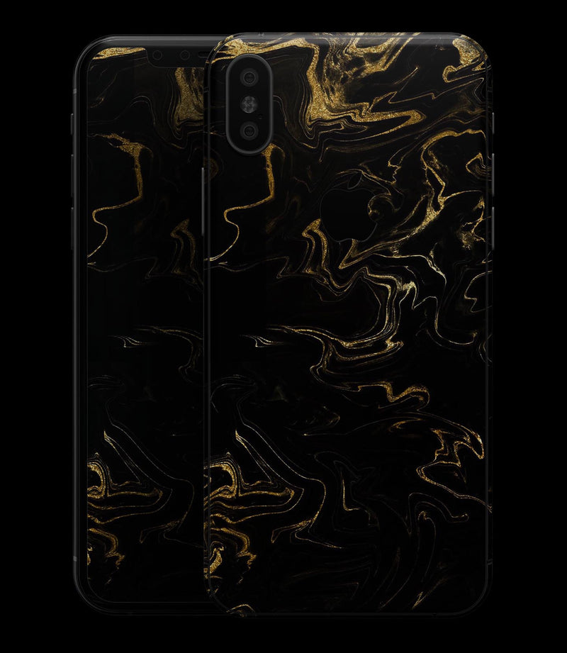 Black & Gold Marble Swirl V6 - iPhone XS MAX, XS/X, 8/8+, 7/7+, 5/5S/SE Skin-Kit (All iPhones Avaiable)