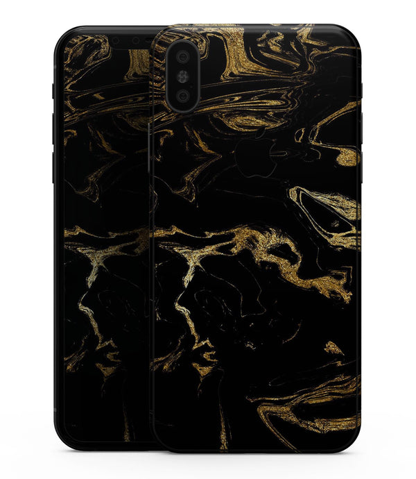 Black & Gold Marble Swirl V8 - iPhone XS MAX, XS/X, 8/8+, 7/7+, 5/5S/SE Skin-Kit (All iPhones Avaiable)
