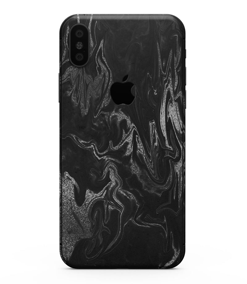Black & Silver Marble Swirl V1 - iPhone XS MAX, XS/X, 8/8+, 7/7+, 5/5S/SE Skin-Kit (All iPhones Avaiable)
