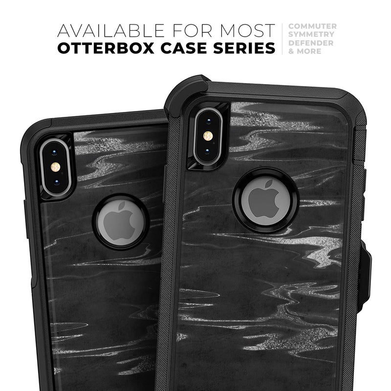 Black & Silver Marble Swirl V2 - Skin Kit for the iPhone OtterBox Cases