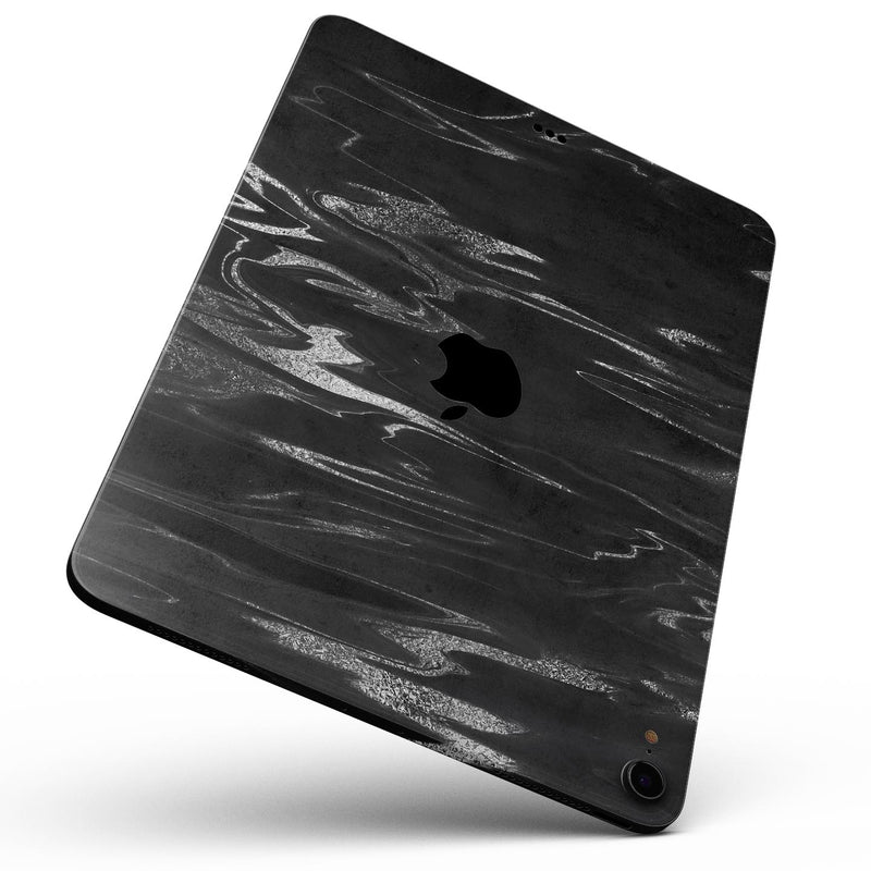 Black & Silver Marble Swirl V2 - Full Body Skin Decal for the Apple iPad Pro 12.9", 11", 10.5", 9.7", Air or Mini (All Models Available)