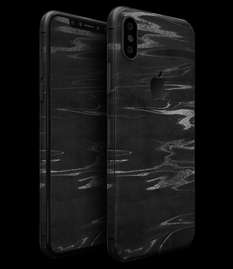 Black & Silver Marble Swirl V2 - iPhone XS MAX, XS/X, 8/8+, 7/7+, 5/5S/SE Skin-Kit (All iPhones Avaiable)