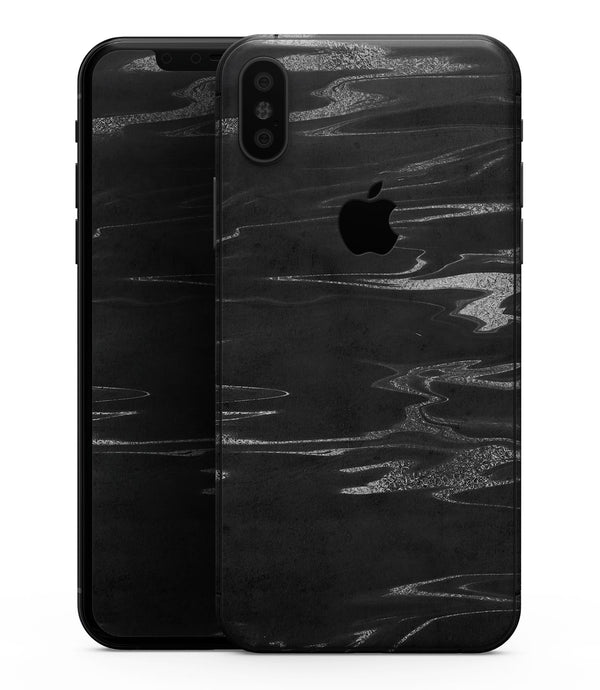 Black & Silver Marble Swirl V2 - iPhone XS MAX, XS/X, 8/8+, 7/7+, 5/5S/SE Skin-Kit (All iPhones Avaiable)